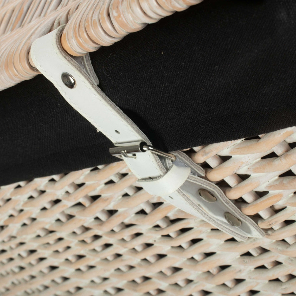 60cm White Wash Chest Picnic Wicker Basket Secondary image