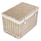 Red Hamper 60cm White Wash Chest Picnic Wicker Basket