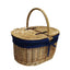 Red Hamper Oval Lidded Picnic Shopping Basket With Navy Blue Lining