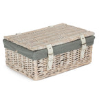 Red Hamper 35cm Empty Wicker Whitewash Picnic Basket