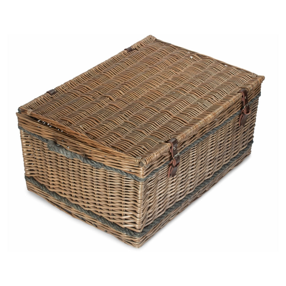72cm Antique Wash Rope Handled Trunk Picnic Basket Secondary image