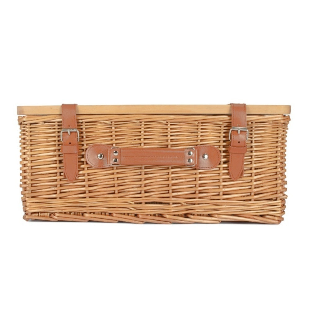 Double Steamed Empty Picnic Basket with Pinewood Lid