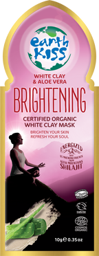 Earth Kiss Inspirations Brightening Organic White Clay Mask with Shilajit, White Clay and Aloe Vera to Brighten Your Skin, 10g