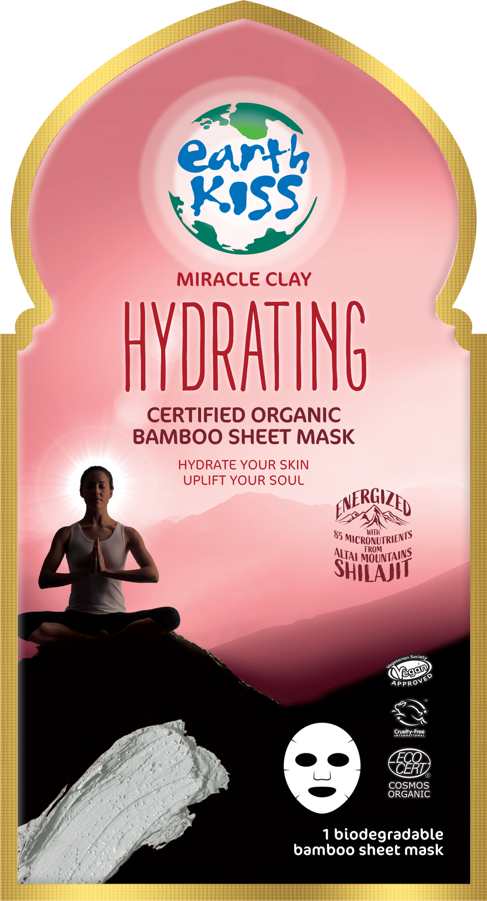 Earth Kiss Inspirations Hydrating Organic Bamboo Sheet Mask with Shilajit and Miracle Clay to Hydrate Your Skin Main image