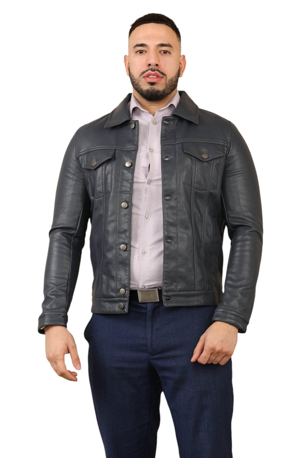 Elaina Men's Classic Black Leather Jacket Main image