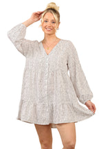 Chic V-Neck Polka Dot Smock Mini Dress with Long Sleeves – Perfect Casual Style for Women