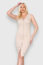 Rib-cup-button-midi-dress