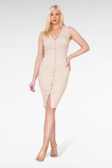 Rib-cup-button-midi-dress