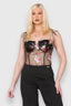 Women's Black Sexy Transparent Mesh Floral Embroidered Bodice Sleeveless Bodysuit Leotard - Elegant Party Strap Corset Jumpsuit, Backless Blouse Lingerie Top - Elaina Fashion