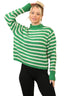 Cosy Striped Jumper with Mock Neck – Soft Acrylic Knit G/W