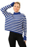 Cosy Striped Jumper with Mock Neck – Soft Acrylic Knit B/W