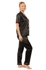 Black satin Pj set with Pockets