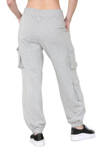 Women's Grey Combat Cargo Trousers - Loose Fit with Elasticated Ankles & Waistband, Pockets, Pull-On Joggers for Work, Casual, Sports, School, and Streetwear Bottoms Casual Pant