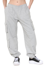 Women's Grey Combat Cargo Trousers - Loose Fit with Elasticated Ankles & Waistband, Pockets, Pull-On Joggers for Work, Casual, Sports, School, and Streetwear Bottoms Casual Pant