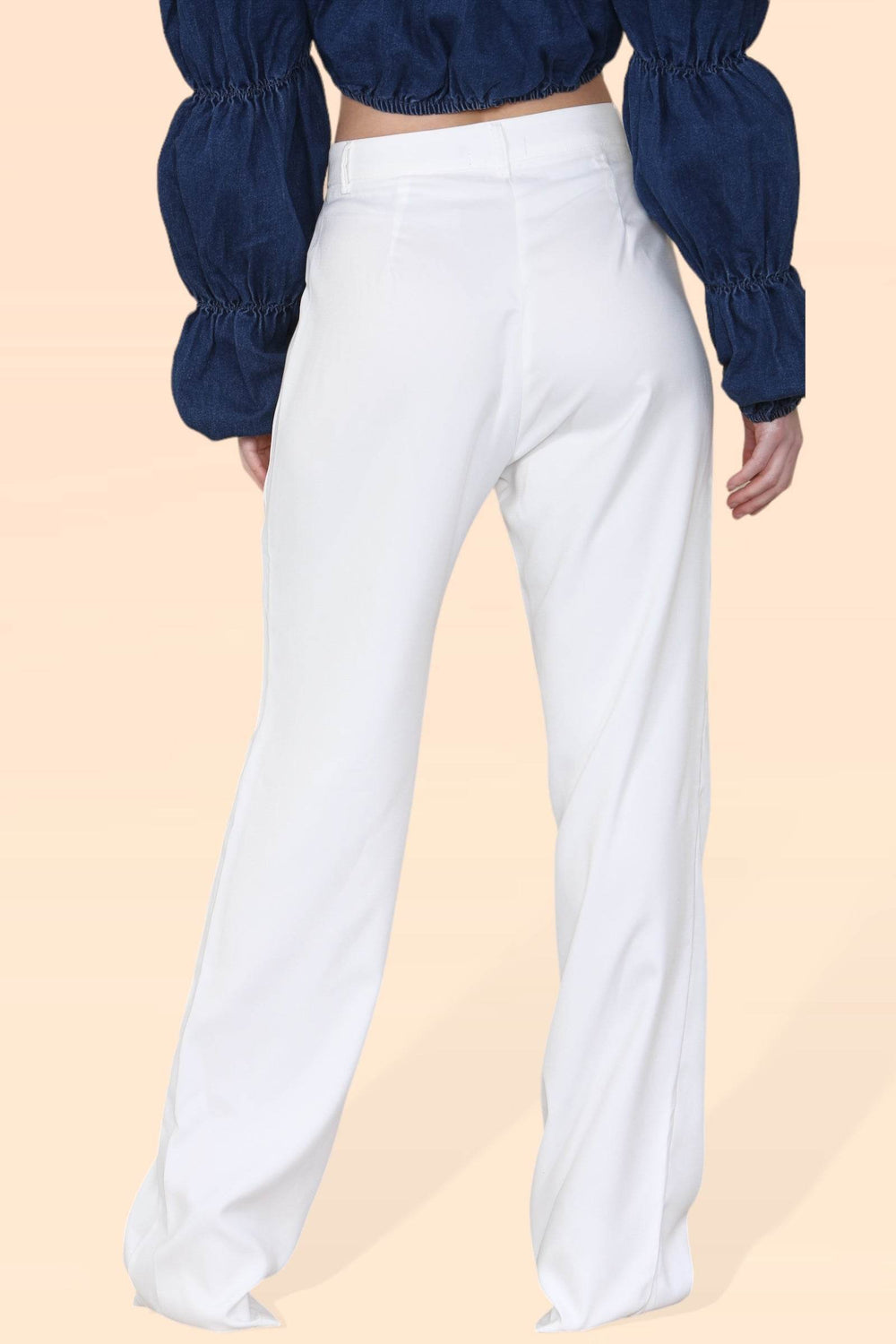 Women's White Pants - Casual, Breathable, High Waist, Slimming, Comfortable Palazzo Trousers for Women, Ideal for Yoga, Office Work, Dance, Vacation, School, Beach, Summer, and Cool Seasons Secondary image