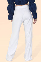 Women's White Wide Leg Pants - Casual, Breathable, High Waist, Slimming, Comfortable Palazzo Trousers for Women, Ideal for Yoga, Office Work, Dance, Vacation, School, Beach, Summer, and Cool Seasons - Elaina Fashion