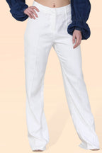 Women's White Wide Leg Pants - Casual, Breathable, High Waist, Slimming, Comfortable Palazzo Trousers for Women, Ideal for Yoga, Office Work, Dance, Vacation, School, Beach, Summer, and Cool Seasons - Elaina Fashion