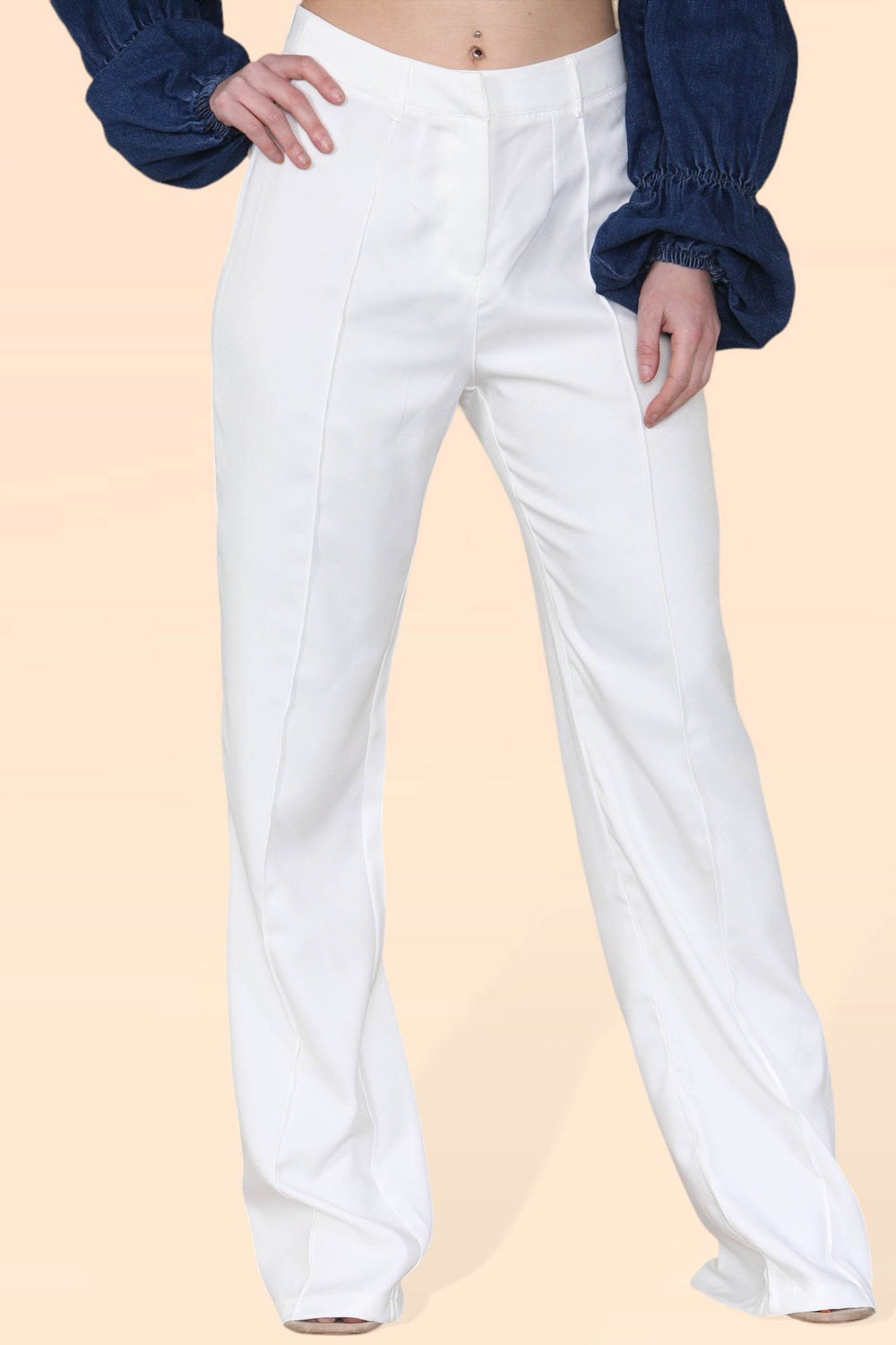 Women's White Wide Leg Pants - Casual, Breathable, High Waist, Slimming, Comfortable Palazzo Trousers for Women, Ideal for Yoga, Office Work, Dance, Vacation, School, Beach, Summer, and Cool Seasons - Elaina Fashion