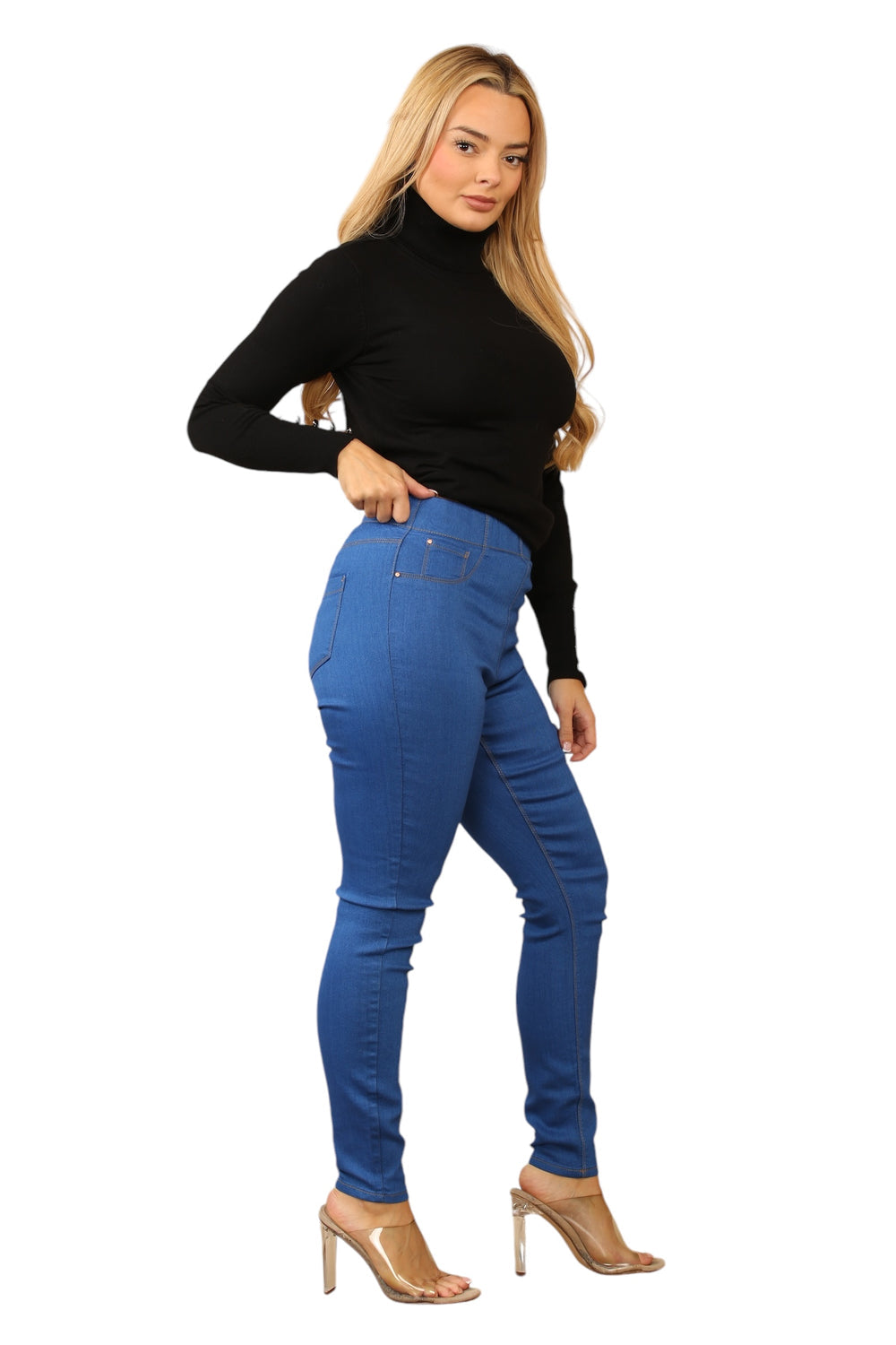 Women's High Waisted Skinny Fit Stretch Jeans Denim Jeggings with Elasticated Waist Secondary image
