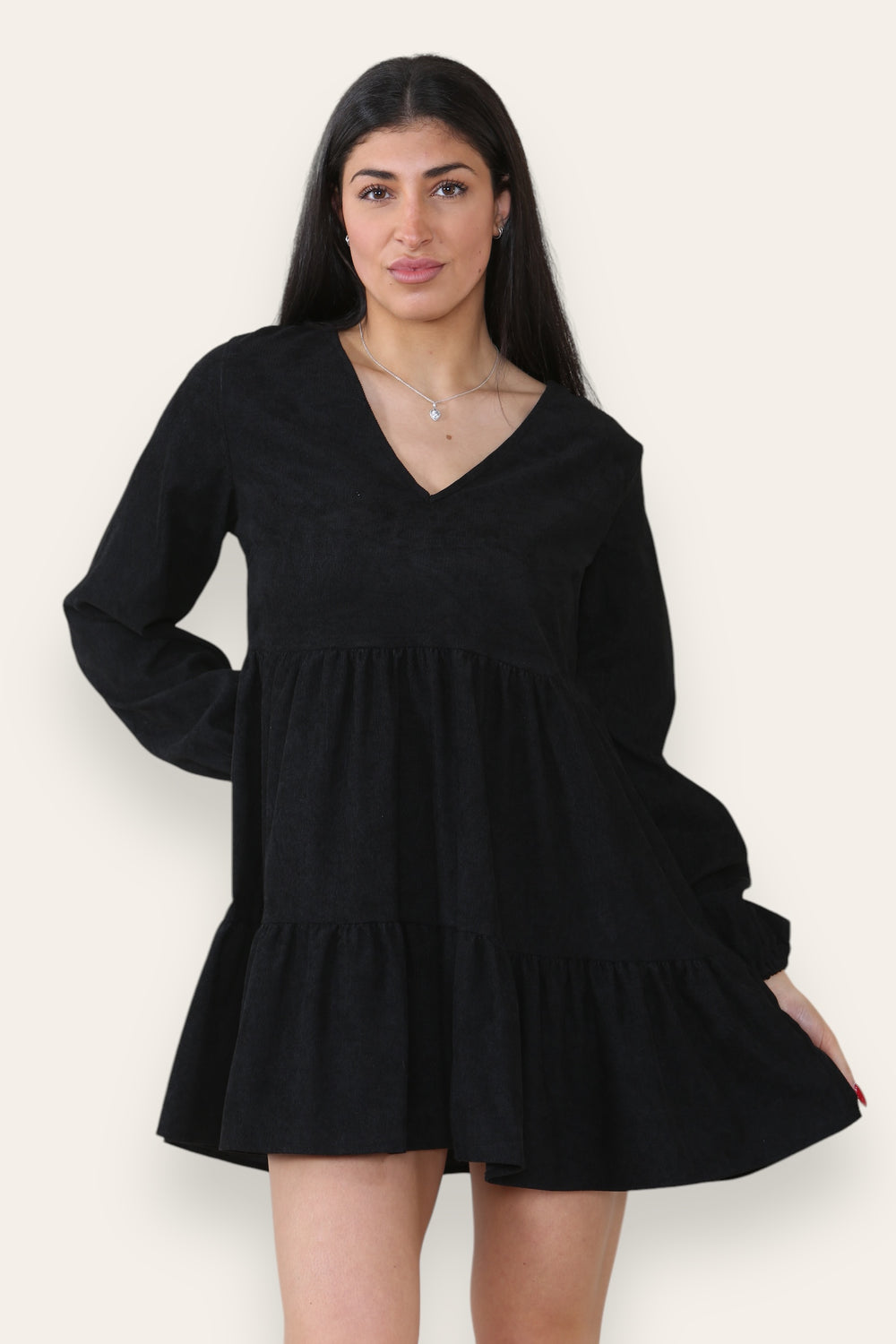 Corduroy-Collared-Smock-Dress Main image