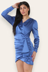 Satin-Ruched-Drape-Mini-Dress