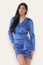 Satin-Ruched-Drape-Mini-Dress