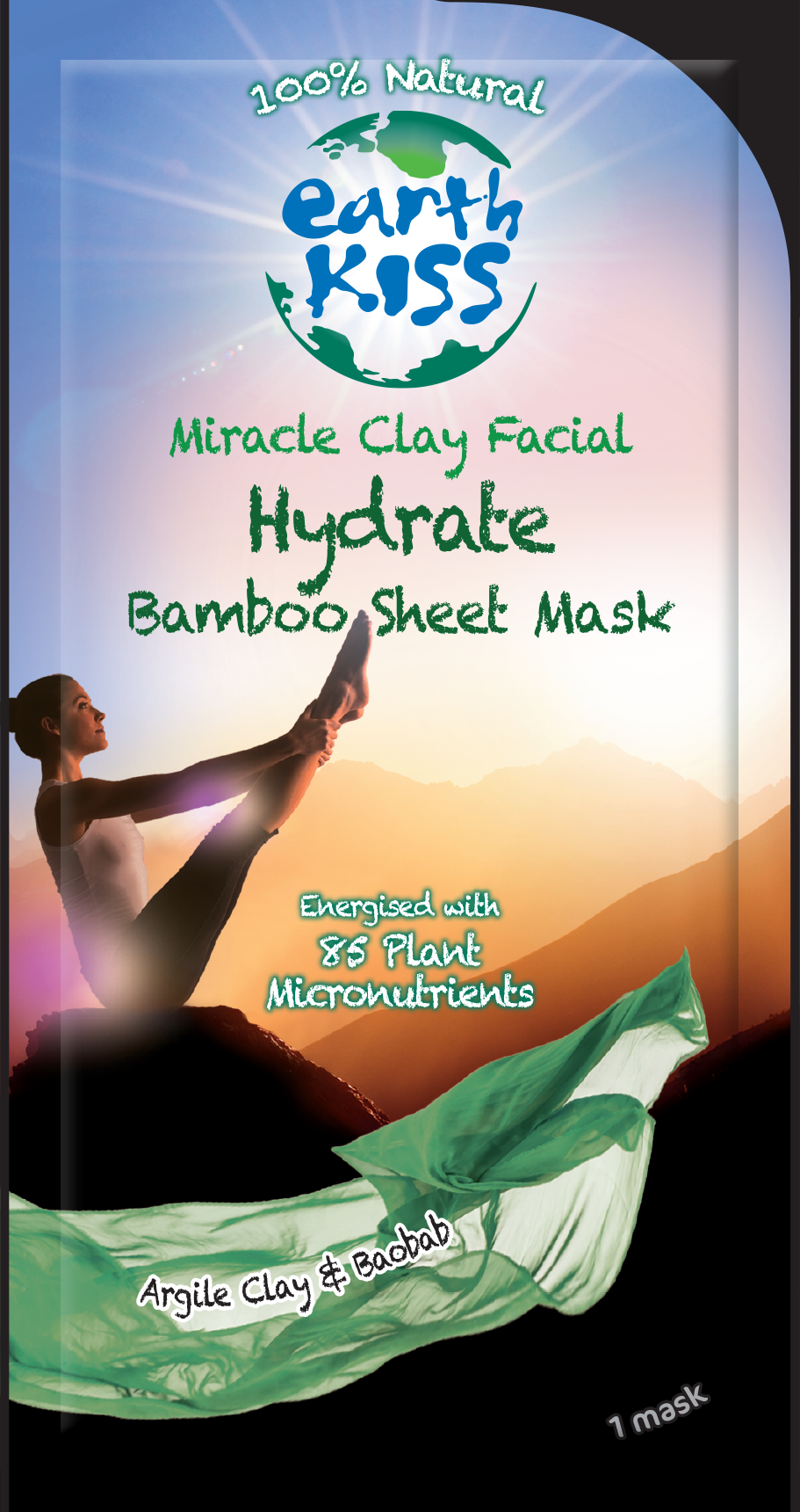 7th Heaven Earth Kiss Million Year Clay Facial Revitalise Bamboo Sheet Mask Main image