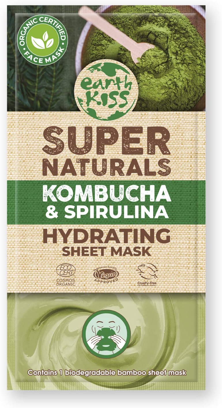 Earth Kiss Super Naturals Hydrating Kombucha and Spirulina Sheet Mask to Minimise the Appearance of Pores, Tone your Complexion and Hydrate Thirsty Skin Main image
