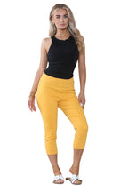 Women's Orange Peel High Waist Skinny Fit Stretch Cropped Capri Denim Jeggings with Elasticated Waist- Casual Summer Trousers Three Quarter 3/4 Length Pull On Cut Off