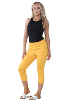 Women's Orange Peel High Waist Skinny Fit Stretch Cropped Capri Denim Jeggings with Elasticated Waist- Casual Summer Trousers Three Quarter 3/4 Length Pull On Cut Off