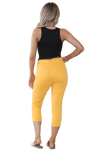 Women's Orange Peel High Waist Skinny Fit Stretch Cropped Capri Denim Jeggings with Elasticated Waist- Casual Summer Trousers Three Quarter 3/4 Length Pull On Cut Off