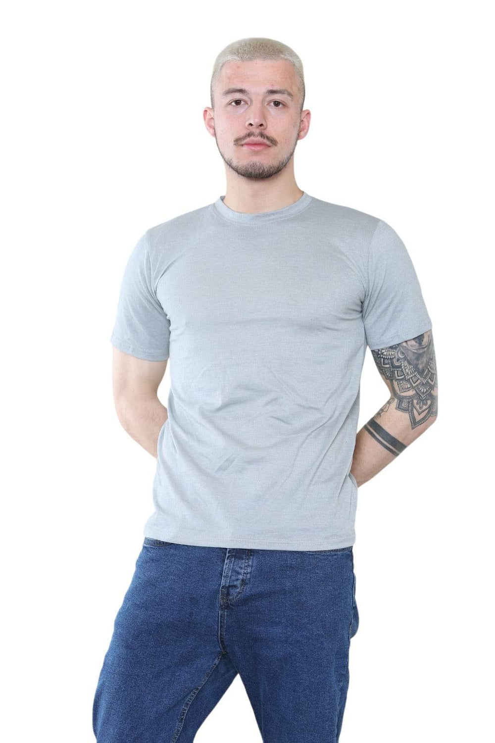 Elaina Fashion Grey Crew Neck T-Shirt – Minimalist Style for Everyday Wear