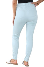 Women's Mocha, Pink, Light Mint, Navy High Waisted Skinny Fit Stretch Denim Jeggings with Elasticated Waist - Smart Casual Summer Fashion Trousers Leggings