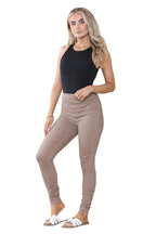 Women's Mocha, Pink, Light Mint, Navy High Waisted Skinny Fit Stretch Denim Jeggings with Elasticated Waist - Smart Casual Summer Fashion Trousers Leggings