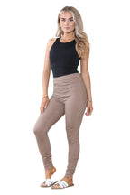 Women's Mocha, Pink, Light Mint, Navy High Waisted Skinny Fit Stretch Denim Jeggings with Elasticated Waist - Smart Casual Summer Fashion Trousers Leggings