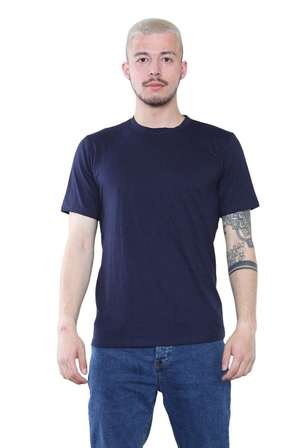 Elaina Fashion Navy Crew Neck T-Shirt – Minimalist Style for Everyday Wear Secondary image