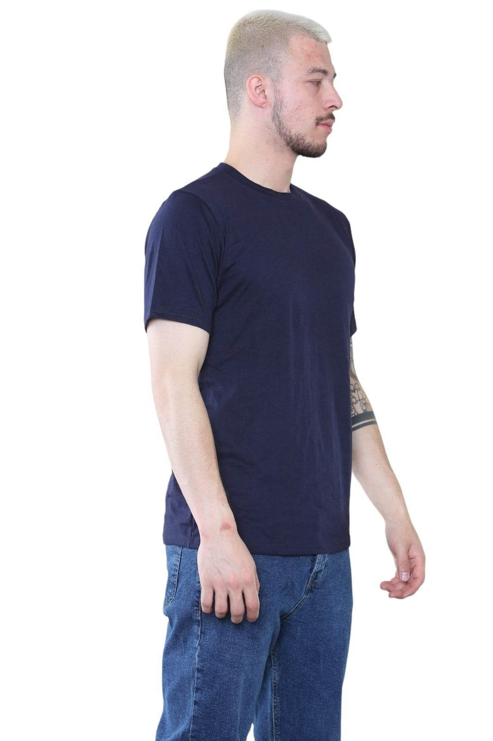Elaina Fashion Navy Crew Neck T-Shirt – Minimalist Style for Everyday Wear