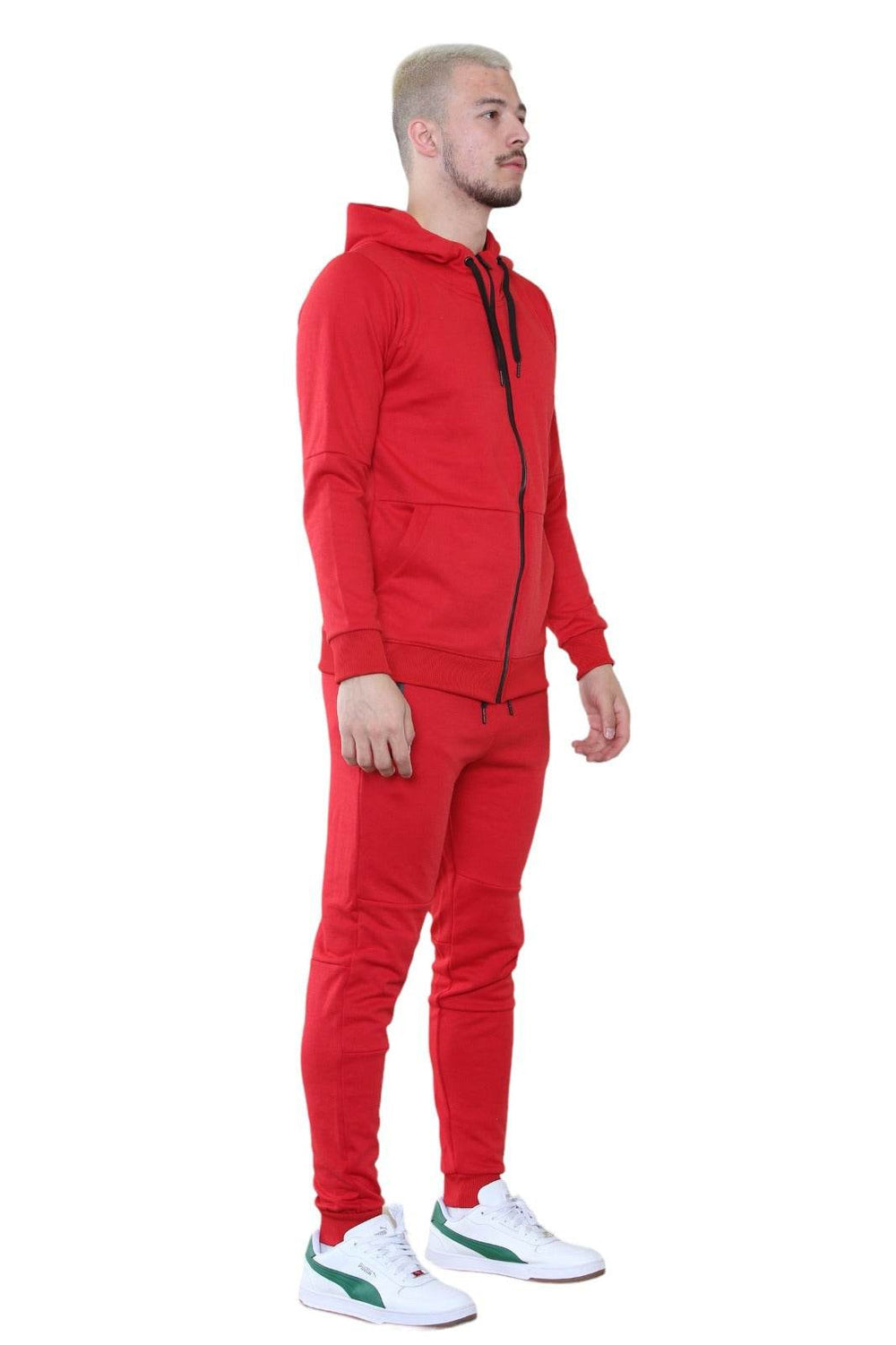 Men's Full-Zip Red Tracksuit Set - Athletic Style and All-Day Comfort