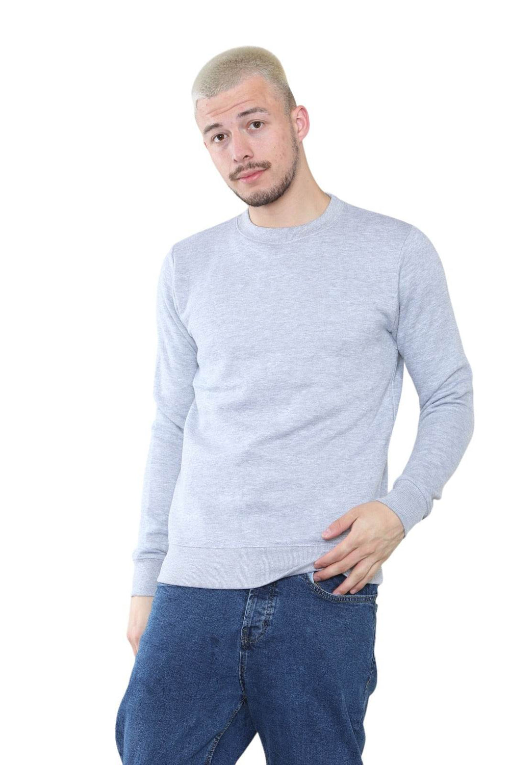 Men's Classic Light Grey Sweatshirt - Casual Comfort and Stylish Fit