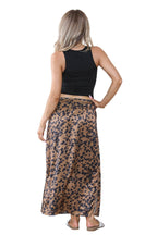 Women’s Brown & Red High Waist Maxi Draped Skirt Summer Long Flared A-Line Slit Wrap Midi Stretch Leopard Animal Print Elegant Summer Streetwear Beach Vacation Outfit - Elaina Fashion