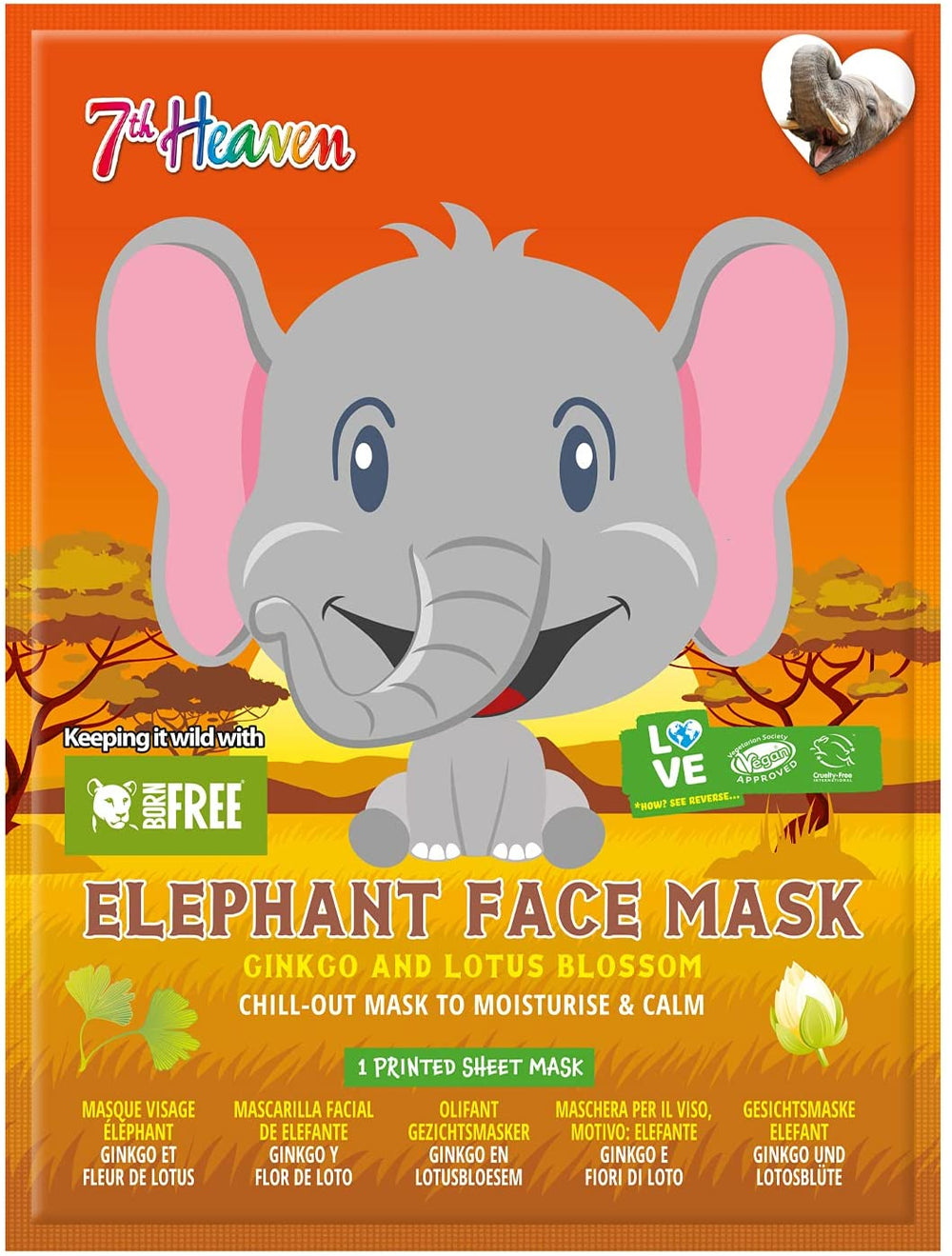 7th Heaven Born Free Elephant Sheet Face. Main image