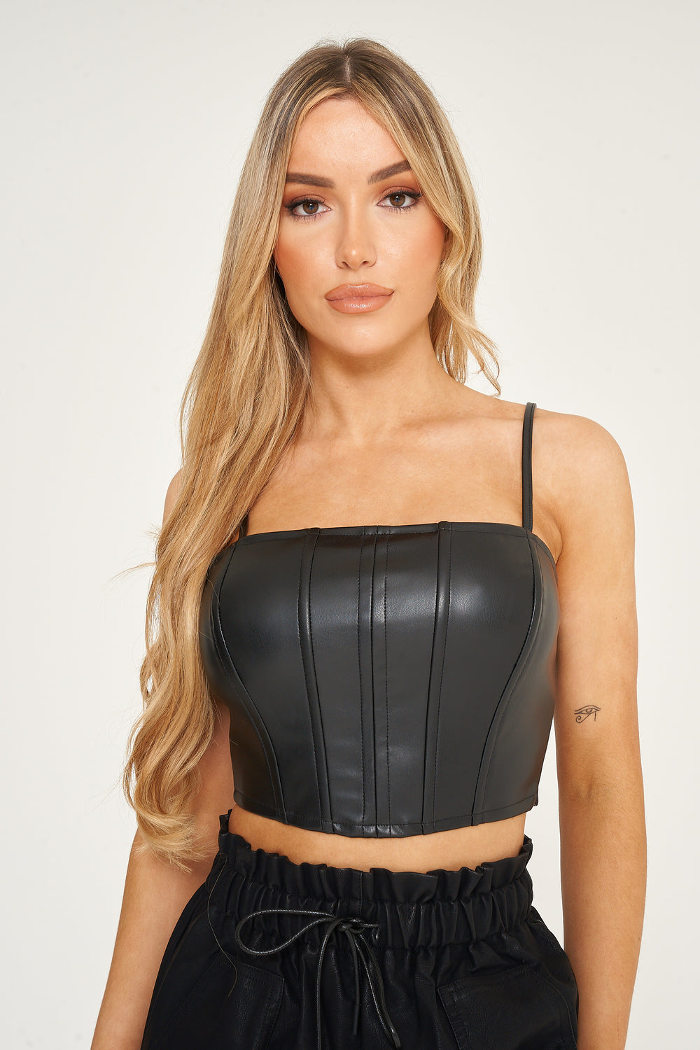 Black Faux Leather Corset Top