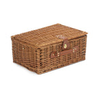 Blue Tweed Fitted Wicker Picnic Basket