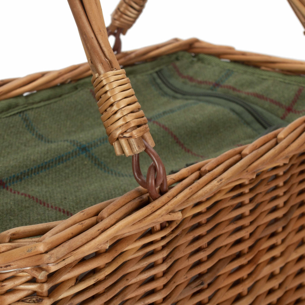 Red Hamper Green Tweed Rectangular Wicker Cooler Basket