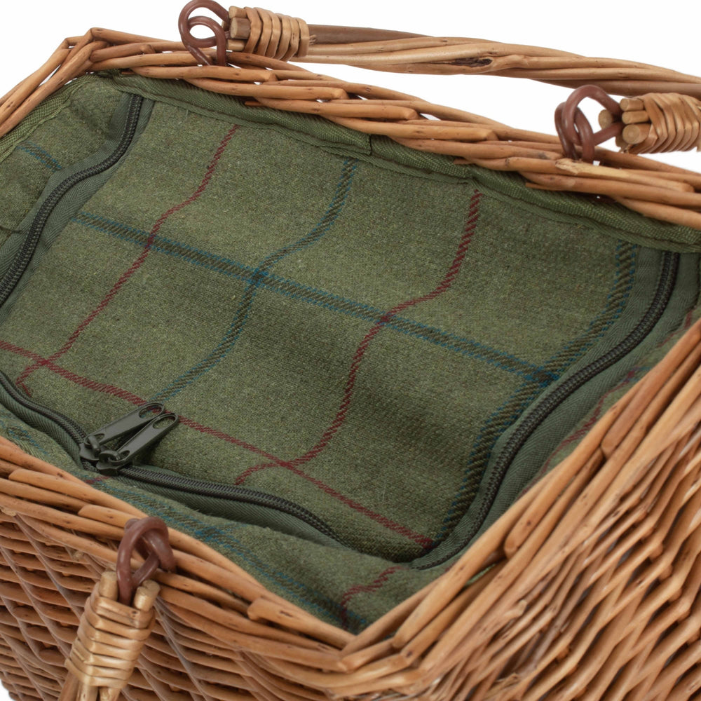 Red Hamper Green Tweed Rectangular Wicker Cooler Basket
