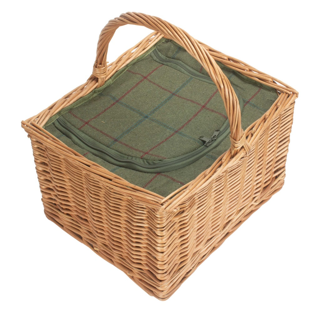 Wicker Butchers Basket with Zipped Cooler Bag