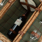 2 Person Green Tweed Barrel Wicker Picnic Basket