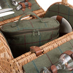 2 Person Green Tweed Barrel Wicker Picnic Basket