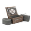 Grey Tweed Wicker Fitted Picnic Basket