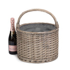 Red Hamper Wicker Round Grey Chiller Picnic Basket